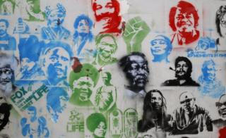 Graffiti on the wall of a building in the trendy Maboneng district of downtown Johannesburg, South Africa, 16 October 2017. The area has been uplifted over the past five years as a process of re-development of the once downtrodden downtown district that has brought safety, business and more tourists into the area