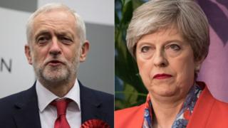 Corbyn and May on election night