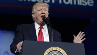 US President Donald Trump delivers remarks to the Conservative Political Action Conference