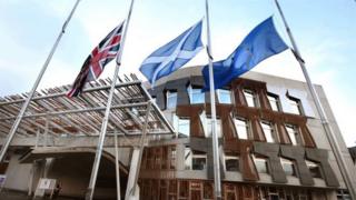 Flags at Scottish Parliament
