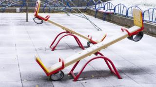 Playground in snow