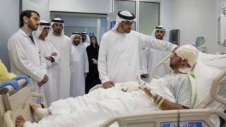 Sheikh Mohamed bin Zayed Al Nahyan Crown Prince of Abu Dhabi and Deputy Supreme Commander of the UAE Armed Forces visit Juma Al Kaabi, the UAE Ambassador to Afghanistan, on 14 January