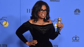 Oprah Winfrey at the Gold Globes on 7 January 2018