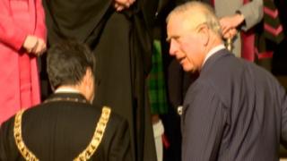 Prince Charles arrives for the Kirking service