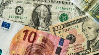 Dollar and euro bills