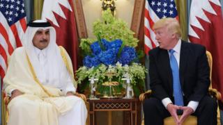 US president Donald Trump with Qatar's emir in May