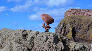 Stone stacking at Dunbar