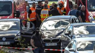 BMW on motorway after the driver was shot and arrested, 9 August 2017