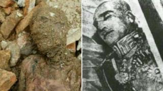 Mummy believed to be of Reza Shah (left) and Reza Shah's body (right)