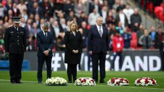 Acting Commissioner Craig Mackey, London mayor Sadiq Khan, culture secretary Karen Bradley and FA chairman Greg Clarke