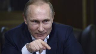 Russian President Vladimir Putin gives an interview to Germany's Bild newspaper at the Bocharov Ruchei state residence in Sochi, Russia, on 5 January 2016
