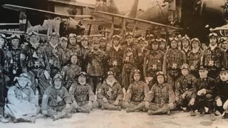 Grupo de kamikazes japoneses durante la Segunda Guerra Mundial. (Foto: Osamu Yamada)
