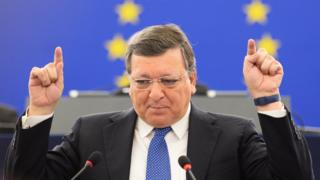 A file picture dated 21 October 2014 shows then European Commission President Jose Manuel Barroso delivering his last speech at the European Parliament in Strasbourg