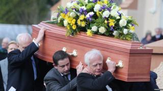 Pall bearers at Mr Flowerday's funeral