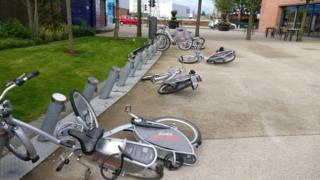 Belfast Bike vandalism at C S Lewis Square in east Belfast