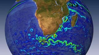 World map with Agulhas current