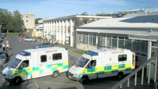 Ambulances outside Glangwili Hospital