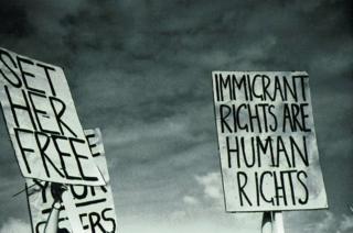 Placards outside Yarl's Wood