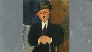 Seated Man with a Cane by Amadeo Modigliani, 1918 (detail)