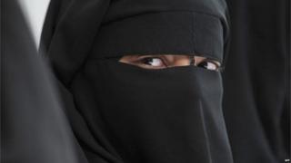 A Muslim woman wearing the burka