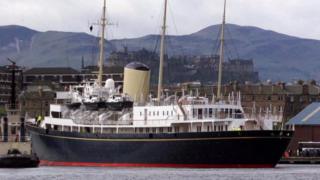 Royal Yacht Britannia berthed at Leith
