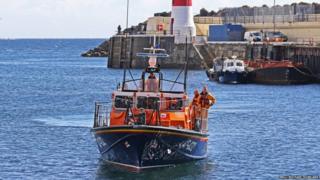 Douglas lifeboat Sir William Hillary returning to station