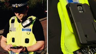 A Gwent Police officer and the new mobile device