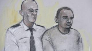 Court artist sketch of Zakaria Bulhan (right) appearing at Westminster Magistrates' Court in London
