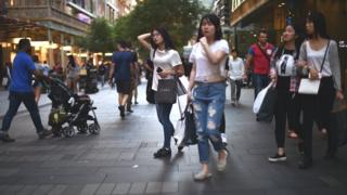 Shoppers in central Sydney