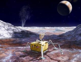 Maquete de sonda da Nasa pousada em Europa