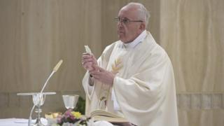 Pope Francis at Domus Sanctae Marthae, where he lives in the Vatican, 24 April