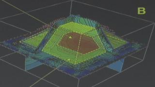 Un mapa en 3D que muestra la estructura oculta dentro de una pirámide maya