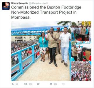 Rais Kenyatta akizindua daraja