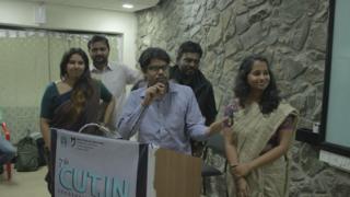 The group of students who made the film Caste on the Menu Card