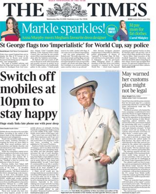 The Times Wednesday front page