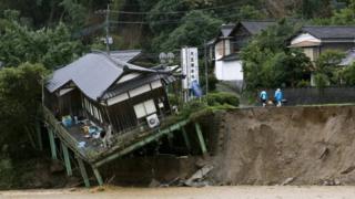 A demolished house in Asakura, in south-western Japan, 7 July 2017