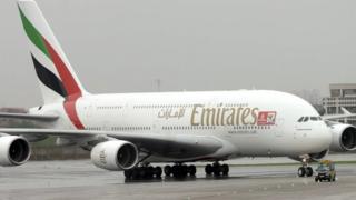Emirates flight at Delhi airport