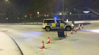 Police at roundabout