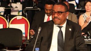 Ethiopian Prime Minister Hailemariam Desalegn looks on as he attends the opening ceremony for The Africa EU Summit in Abidjan on November 29, 2017