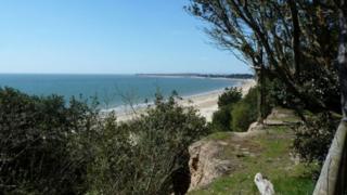 The cliff at Highcliffe Castle