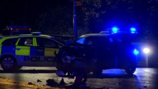 The crash scene on the Upper Knockbreda Road on Wednesday night