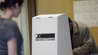 A Canadian votes
