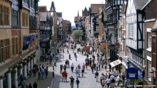 people on Chester city centre