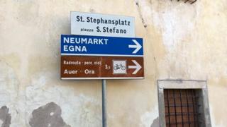 Signs in South Tyrol offer two versions of place names