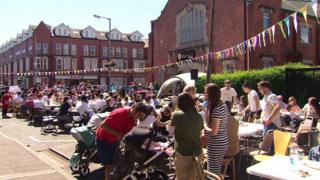 The street party was held in the Holyland area of Belfast on Sunday