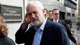 Jeremy Corbyn arriving at the BBC