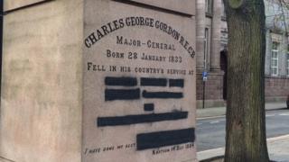 vandalised memorial in Aberdeen