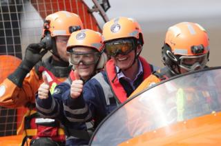 Liberal Democrat leader Tim Farron and the party's local candidate Tessa Munt on board a hovercraft during a visit to the Burnham Area Rescue Boat (BARB), a charity that operates two life-saving rescue hovercrafts and an inshore rescue boat, at Burnham-on-Sea in Somerset.