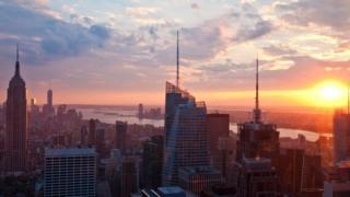 Dawn breaking over New York