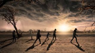 The footprints may have been made by a male walking with smaller females and juveniles